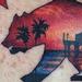 Tattoos - california state bear beach sunset tattoo - 79733